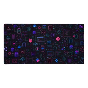 Alfombrilla de escritorio Tech Stack XL para desarrolladores, alfombrilla de ratón minimalista para ingenieros de software, configuración para programadores