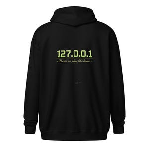 127.0.0.1 Felpa con cappuccio e zip "No Place Like Home", felpa per programmatori e amministratori IT
