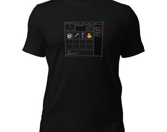 Devs Inventory Retro Horror Gaming Tee, Survival Horror Grid T-Shirt, Software Engineer Gamer Apparel