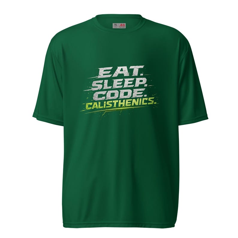 The Dev Loop Eat Sleep Code Calisthenics Tee, Programmer Performance Workout Shirt, Moisture Wicking