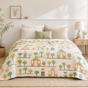 Walk in the Park Quilt Pattern PDF, Garden Quilt Pattern, Cottage Quilt Sewing Pattern, Modern Patchwork Quilt, Digital Download