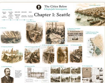 Seattle Underground Digital Art Collection – 9 historiska PNG-illustrationer