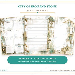 Digitale planner voor Goodnotes, dagboek en achtergrondsuite — 13 ontwerpen | City of Iron and Stone afbeelding 9