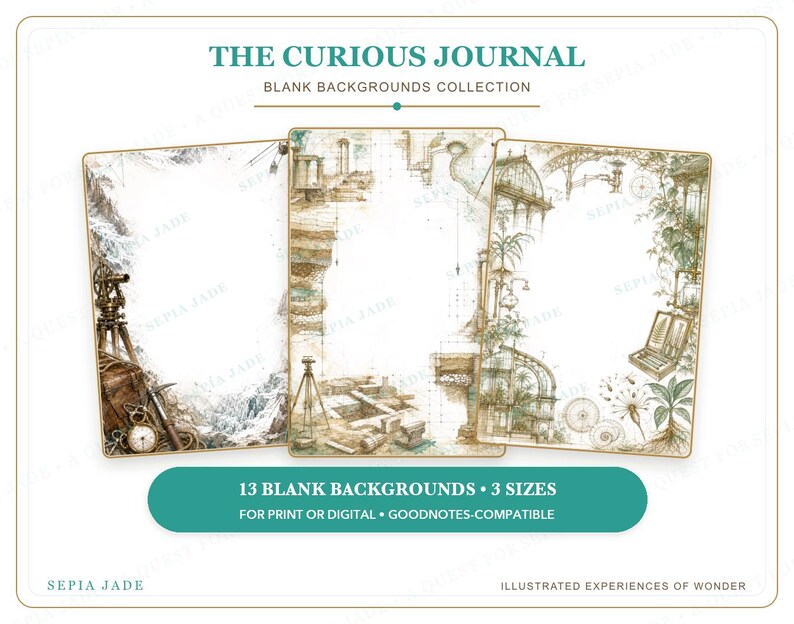 Digital Paper & Blank Backgrounds PDF — 13 Designs | The Curious Journal image 9