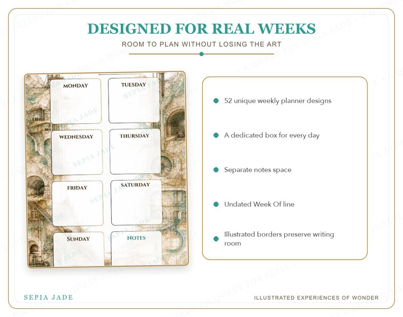 Agenda digital para Goodnotes, agenda semanal sin fechas — 52 diseños / Galería Echoes & Expeditions imagen 5