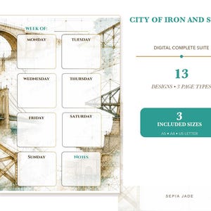 Digitale planner voor Goodnotes, dagboek en achtergrondsuite — 13 ontwerpen | City of Iron and Stone afbeelding 1