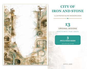 Digital Paper & Blank Backgrounds PDF — 13 Designs | City of Iron and Stone