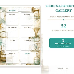 Agenda digital para Goodnotes, agenda semanal sin fechas — 52 diseños / Galería Echoes & Expeditions imagen 1