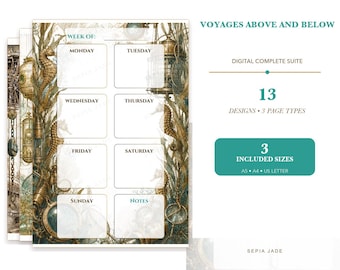 Digital Planner for Goodnotes, Journal & Background Suite — 13 Designs | Voyages Above and Below
