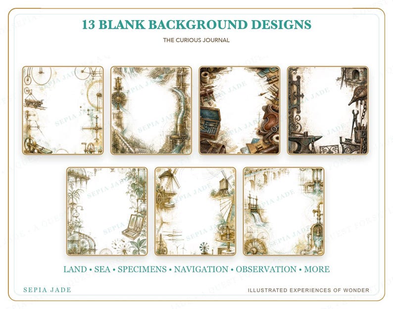 Digital Paper & Blank Backgrounds PDF — 13 Designs | The Curious Journal image 4