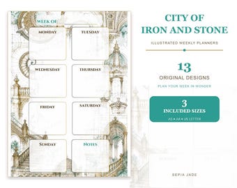 Wochenplaner „Stadt aus Eisen und Stein“, 13 undatierte Designs (Digitaler Download)