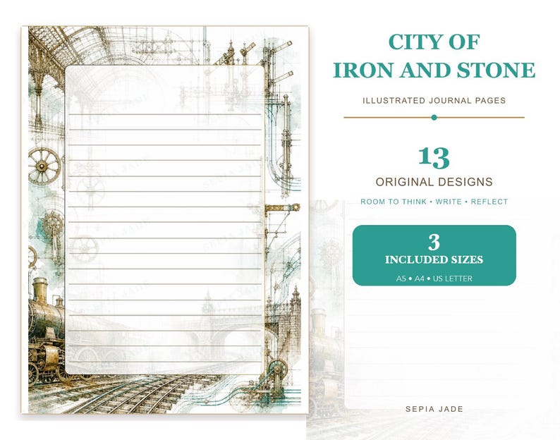 Digitala journalsidor för Goodnotes PDF — 13 designer | City of Iron and Stone bild 1