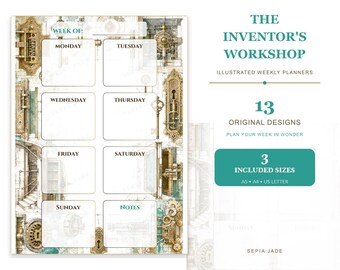 Digitaler Planer für Goodnotes, undatierter Wochenplaner (PDF) – 13 Designs | The Inventor's Workshop