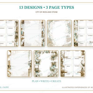 Digitale planner voor Goodnotes, dagboek en achtergrondsuite — 13 ontwerpen | City of Iron and Stone afbeelding 4
