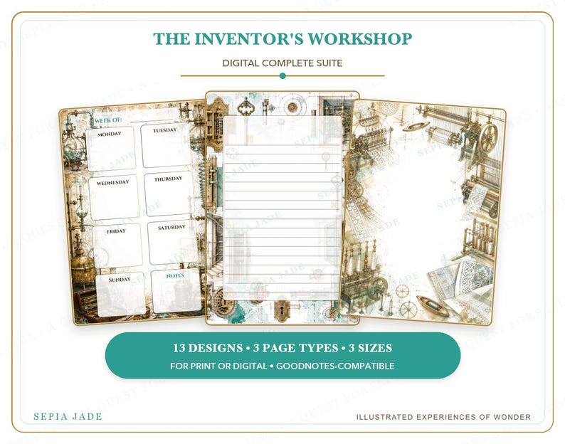 Digital planerare för Goodnotes, Journal & Background Suite — 13 designer | Uppfinnarens verkstad bild 9