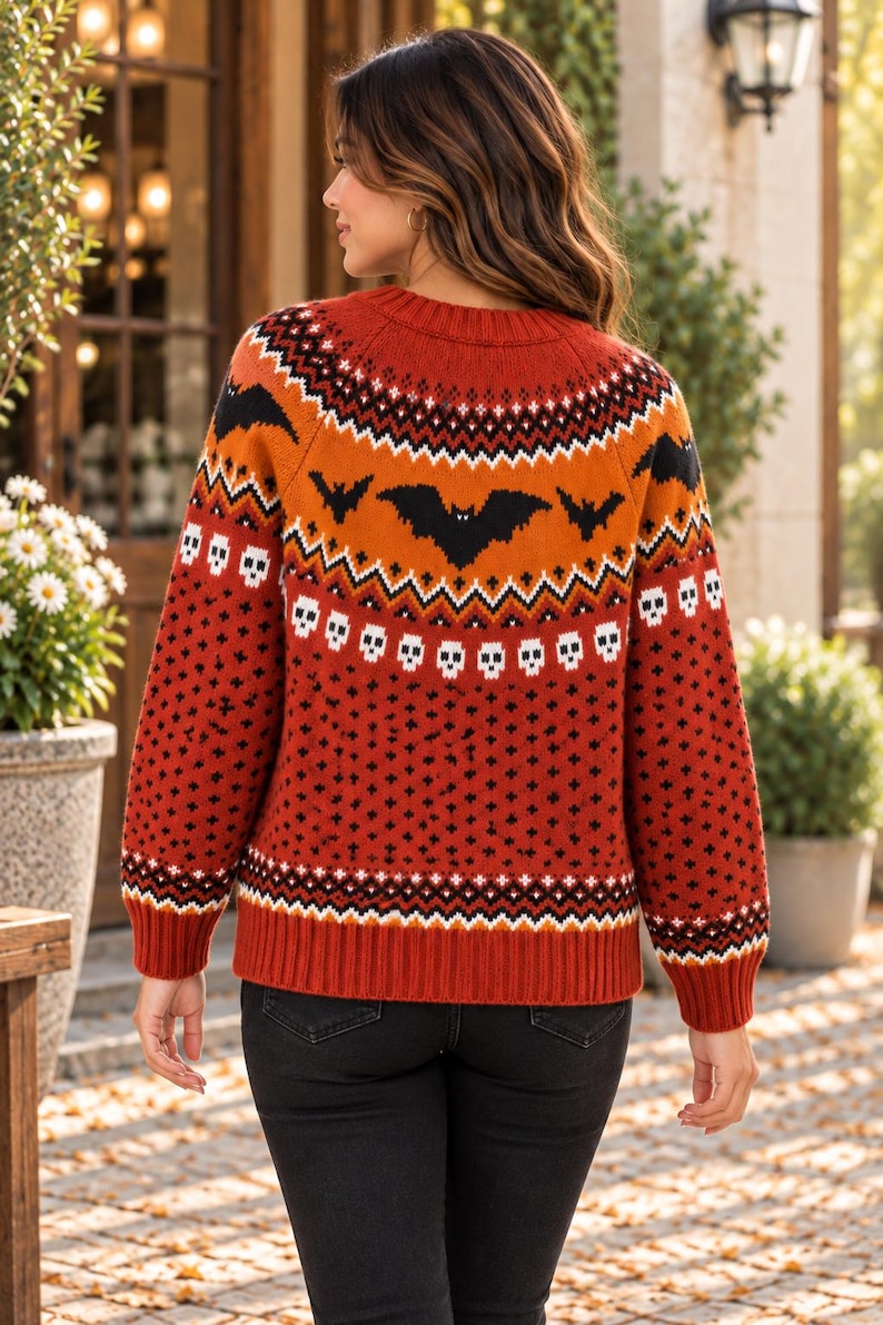 Women's Bat Skull Fair Isle Sweater, Gothic Nordic Knit Pullover - Etsy UK