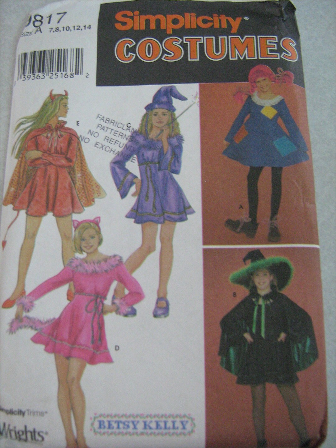 Simplicity 9817 Sewing Pattern HALLOWEEN Costume Devil Etsy