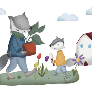 Cartolina Digitale Lupo e Lupetto adatta per Festa del Papà