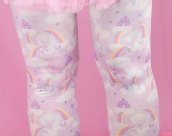 Yume Kawaii Tights Pastel Unicorn Tights Rainbow Unicorn Tights Nylons Stockings **1-2 MONTH MTO**