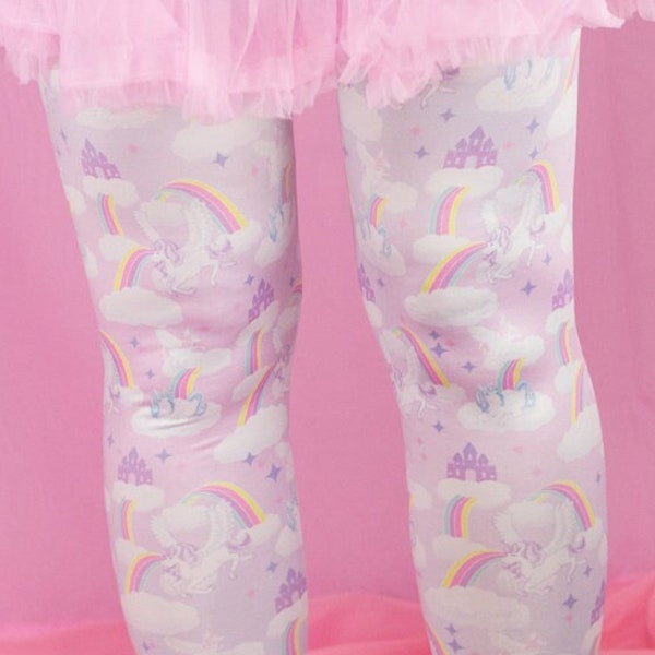 Yume Kawaii Tights Pastel Unicorn Tights Rainbow Unicorn Tights Nylons Stockings **1-2 MONTH MTO**