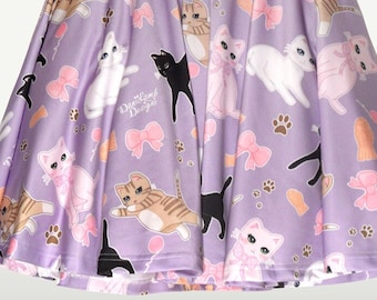 Kawaii Cat Skirt Fairy Kei Cat Skirt Pastel Cat Skirt Kitten Kitty Pattern Skirt Skater Skirt Size XS Through 3XL *Made 2 Order*