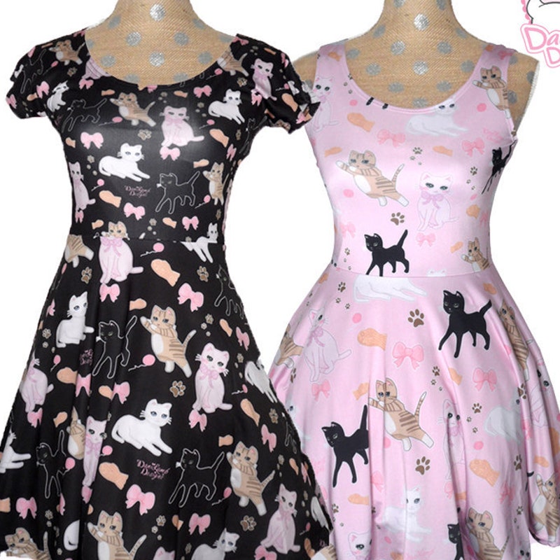 ziziFei - Girly Kei Cat Print Dress