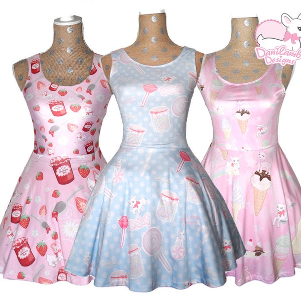 Kawaii Erdbeer Kleid Kawaii Candy Kleid Fairy Kei Kleid Kawaii Eis Kleid Skater Kleid Pastell Kleid Größen XS bis 5XL *MTO*