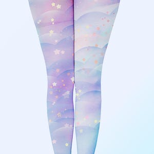 Pastel Galaxy Tights Fairy Kei Space Kawaii Pastel Stockings Lolita Pastel Galaxy Stars universe Size XS Through 3XL *Made 2 Order*