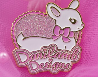Lamb Pin/Ring /Lamb Enamel Pin / Glitter Pin / Kawaii Soft Enamel Pin DaniLamb Designs Logo Pin or Ring