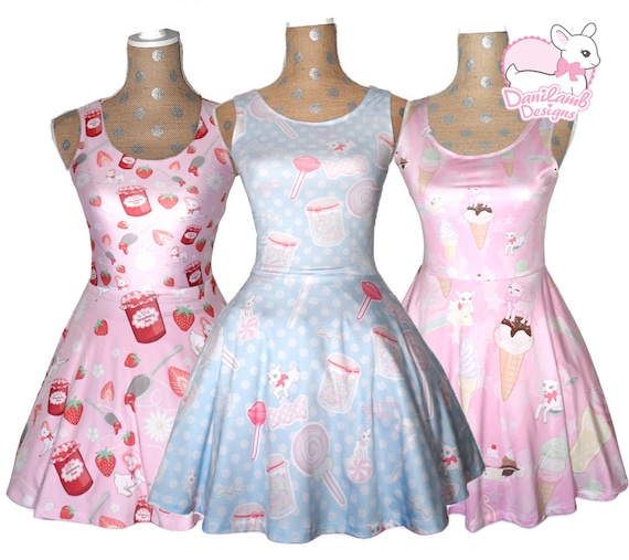 strapless open back dress Kawaii Lolita Dress With Side Pockets, Lamb Print