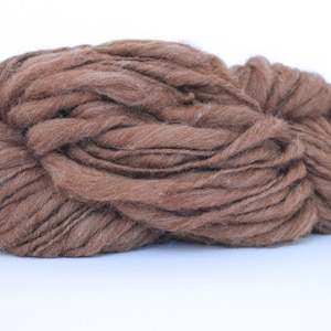 Hand Spun  Thick and Thin Alpaca Yarn Natural Dark Brown Color