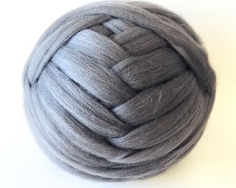 Super Bulky Yarn, Organic Merino Yarn, Blanket Yarn, Super Chunky Yarn, XL Wool, Merino Roving, Fine Merino Yarn, Bulky Yarn, Charcoal