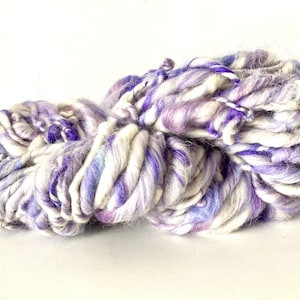 Hand Spun Merino Alpaca Wool Yarn: Lilac Splash, Super Chunky