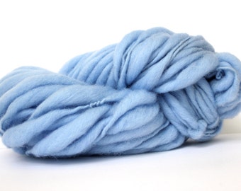 Chunky Yarn, Handspun Yarn, Chunky Merino Wool, Bulky Yarn, Thick and Thin Yarn, Art Yarn, Hand Knitting,  Sunrise  Blue Color