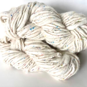 Handspun Chunky Wool Yarn: Rainbow White Art Yarn