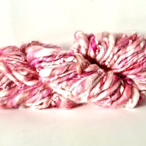 Hand Spun Merino Alpaca Wool Yarn: Super Chunky Fuchsia Splash