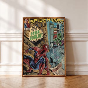 Pôster do Homem-Aranha vs. Duende Verde, Arte de Parede da Marvel Comics, Impressão de Capa de Quadrinhos Retrô, Presente para Fã de Super-Heróis, Decoração para Quarto Temático de Quadrinhos - Série Limitada