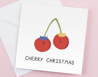 Cherry Christmas - Funny Christmas Cards, Seasonal greeting card, Silly Xmas Card, Funny card boyfriend girlfriend, Xmas for Mum Dad