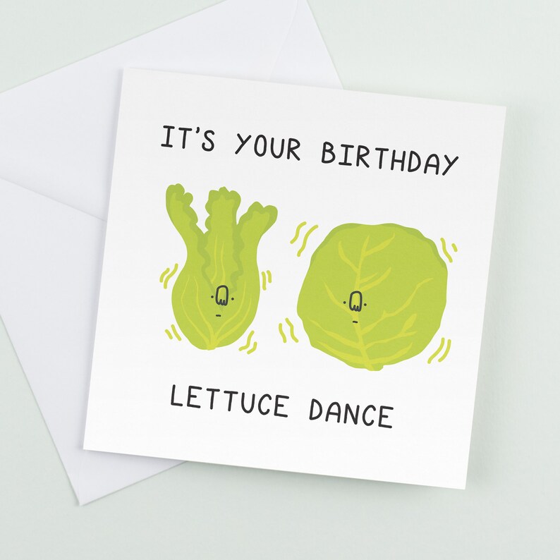 Lettuce Dance Greeting Cards Funny Birthday Cards Gift Etsy Sweden