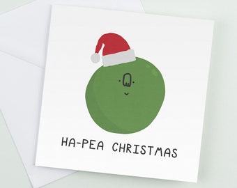 Ha-pea Christmas - Funny Christmas Cards, Seasonal greeting card, Silly Xmas Card, Funny card boyfriend girlfriend, Xmas for Mum Dad