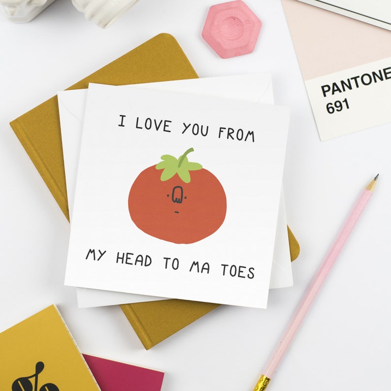 Love you to ma toes Greeting cards Funny Romantic Etsy