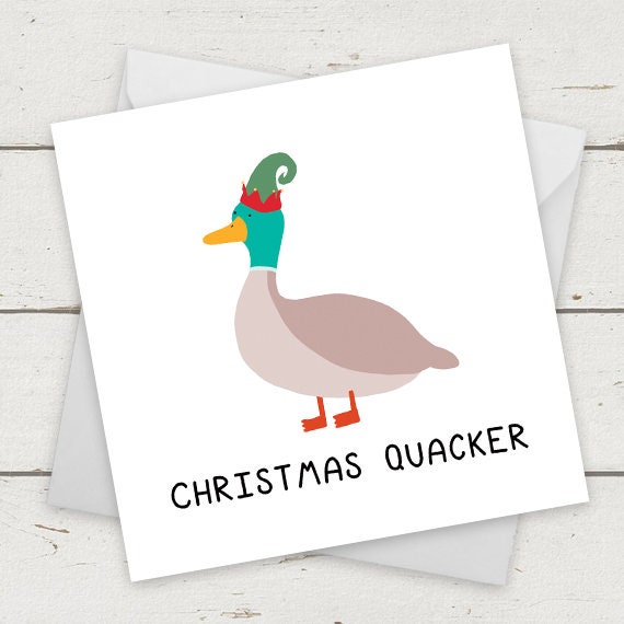 Christmas Card Duck Christmas Quacker Card for | Etsy