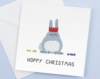 Hoppy Christmas - Funny Christmas Cards, Seasonal greeting card, Silly Xmas Card, Funny card boyfriend girlfriend, Xmas for Mum Dad