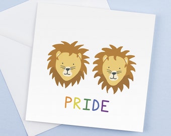 Gay Pride Lions Greeting Cards - Funny Romantic Birthday  Graduation Gifts for HimHer