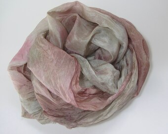 Hand dyed rose and khaki china silk