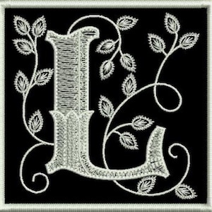 Letter L, Monogram, Alphabet - embroidered patch,  9,5 X 8,4 cm.