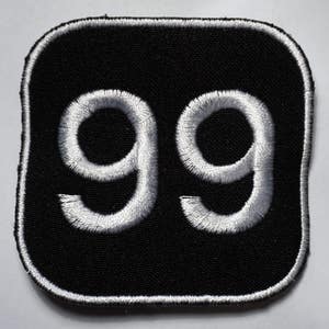 Number 99  - embroidered patch, BUY3 GET4, 2,4 X 2,4 INCH