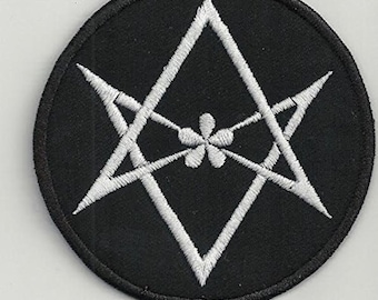 Unikursal hexagram - broderad lapp, 7,5 x 7,5 cm