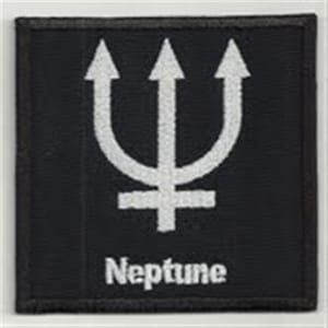 May include: Black fabric patch with a white trident symbol and the word "Neptune" below it.