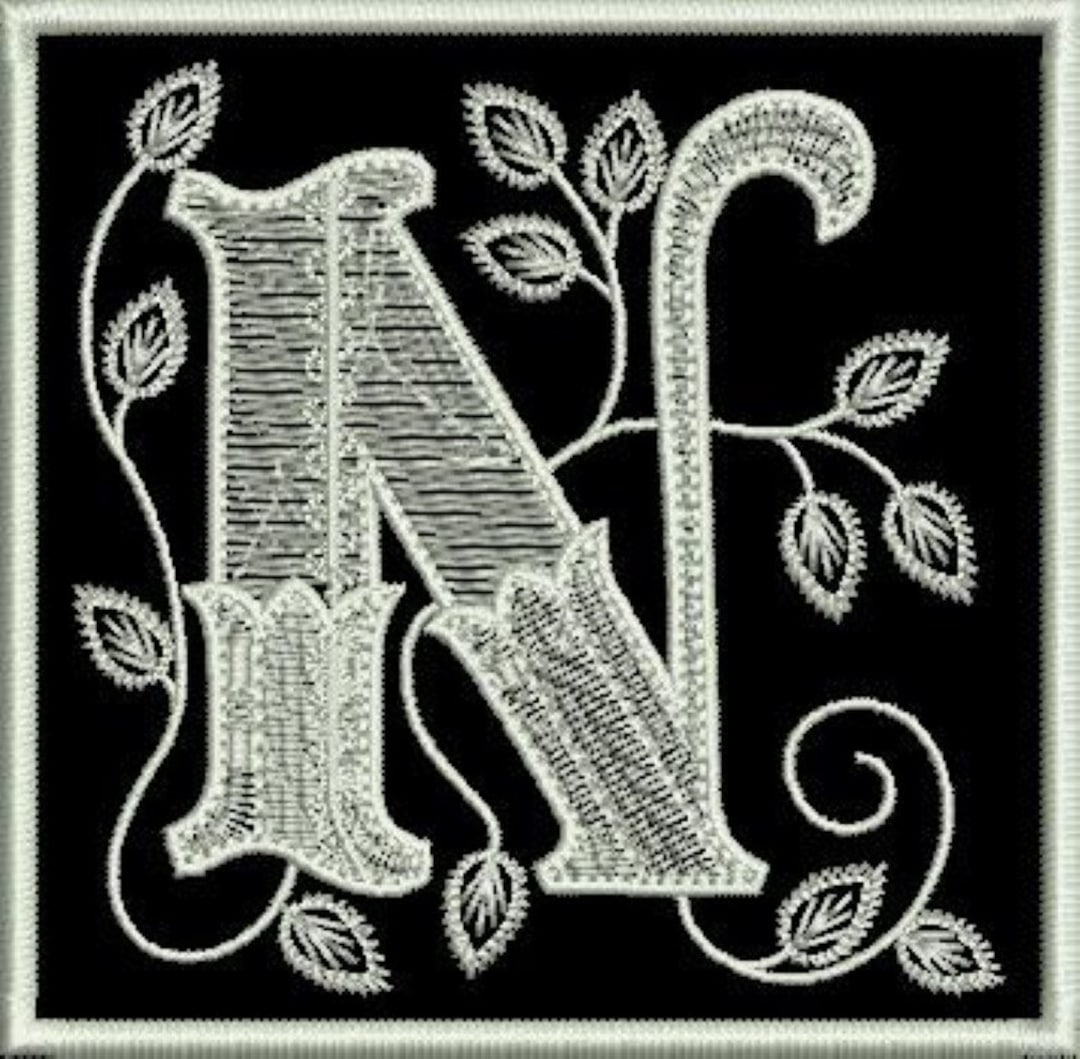 Machine Monogram Letter N Letter N, Monogram, Alphabet - Embroidered Patch, 3,6 X 3,6 Inch. - Etsy